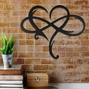 Protoiya Infinity Heart Metal Wall Decor, Unique Infinity Heart Wall Decor Love Sign Plaque Steel Art Geometric Bedroomr Ornaments Cut Out for Home Wedding Decor